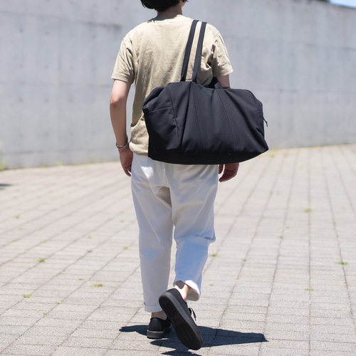 ぽむら　ボストンショルダーバッグ（L）　帆布 帆布のボストンバッグL ブラック ボストンバッグ Fuku 通販