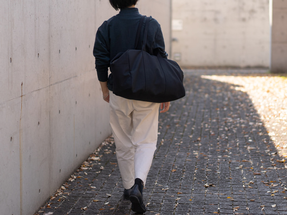 帆布のボストンバッグL ブラック 3枚目の画像