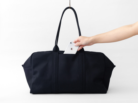 帆布のボストンバッグL ブラック 9枚目の画像