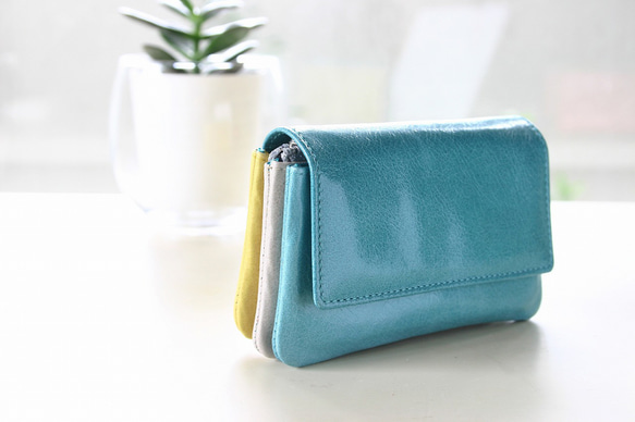 スペイン製ミニ財布 モネ 世界的一流ブランドを手掛ける職人が作る財布（ターコイズブルー・アッシュ・ソルイエロー) 皮、革、レザー I1528555228(11655円)