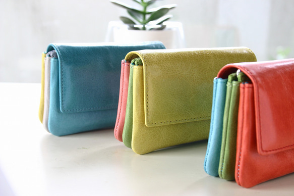 スペイン製ミニ財布 モネ 世界的一流ブランドを手掛ける職人が作る財布（ターコイズブルー・アッシュ・ソルイエロー) 皮、革、レザー I1528555228(11655円)