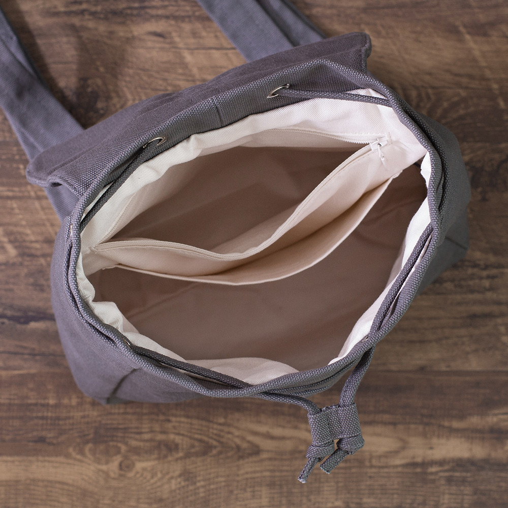 帆布カジュアルバックパック［Sサイズ］旅行・お出かけ・通勤【グレー】