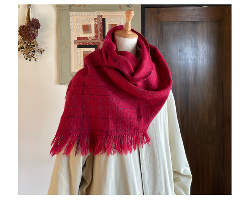 新品未使用　みちのくあかねかかい ORIZA 手織り マフラー フリンジ付き 新品未使用 みちのくあかねかかい ORIZA 手織り マフラー