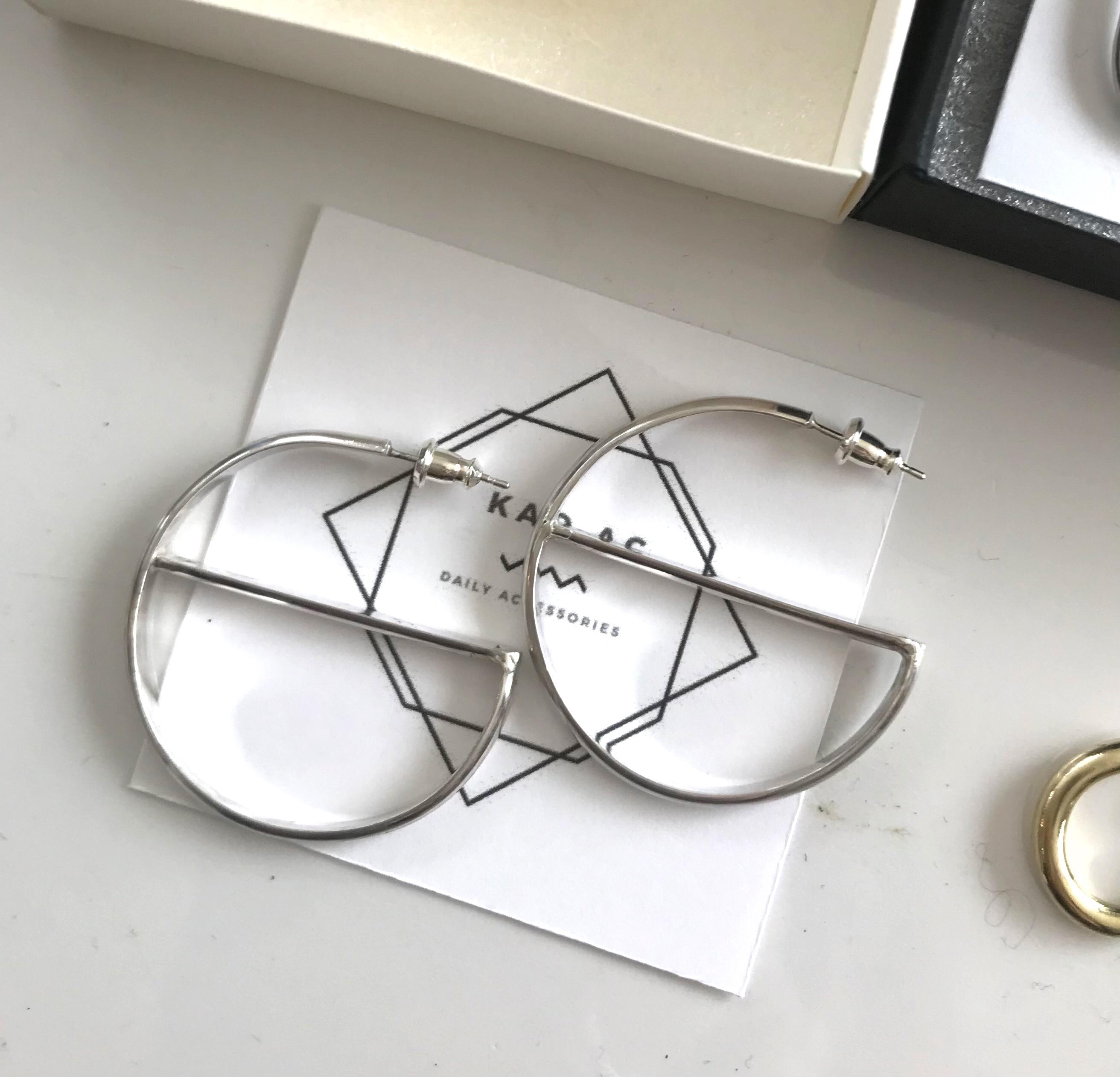 かっこいい！SV950 フープピアス geometry 3.5センチ BIG type こだわりシルバーピアス