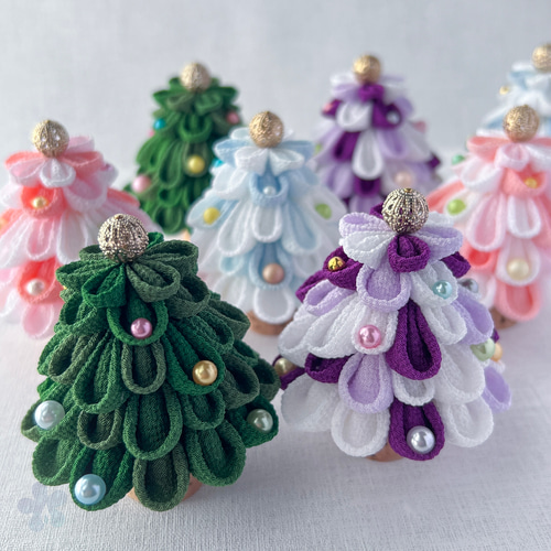 つまみ細工のクリスマスツリー 緑 その他インテリア雑貨 穂-sui- 通販 
