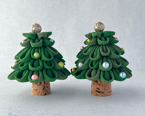 つまみ細工のクリスマスツリー 緑 その他インテリア雑貨 穂-sui- 通販