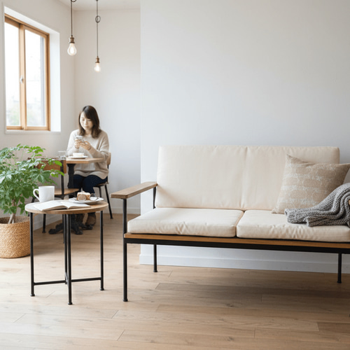 送料無料】 アイアン ウッド ソファ （2人掛け）（リビング カフェ