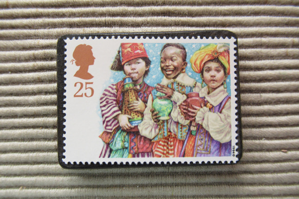 イギリス　クリスマス切手ブローチ 4423 1枚目の画像