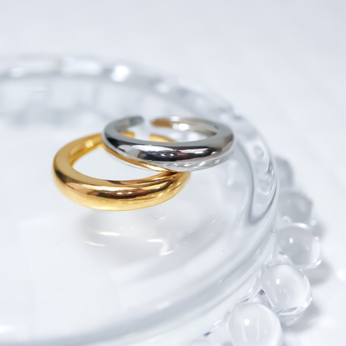 MR159】YG 4mm幅 ぷっくりシンプルな甲丸リング／K18イエロー