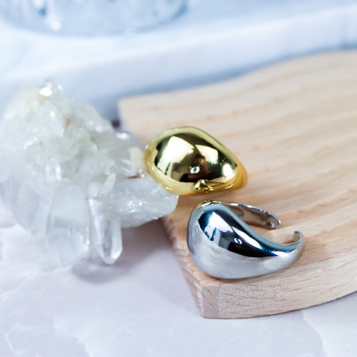 MR153】】YG 15mm幅 ぷっくりシンプルな甲丸リング／silver+K18