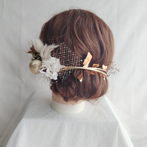 nicocica カチューシャ 定番 髪飾り ブライダル 成人式 A106 ゴールドカチューシャ 髪飾り 成人式 卒業式 袴 振袖 結婚式 水引