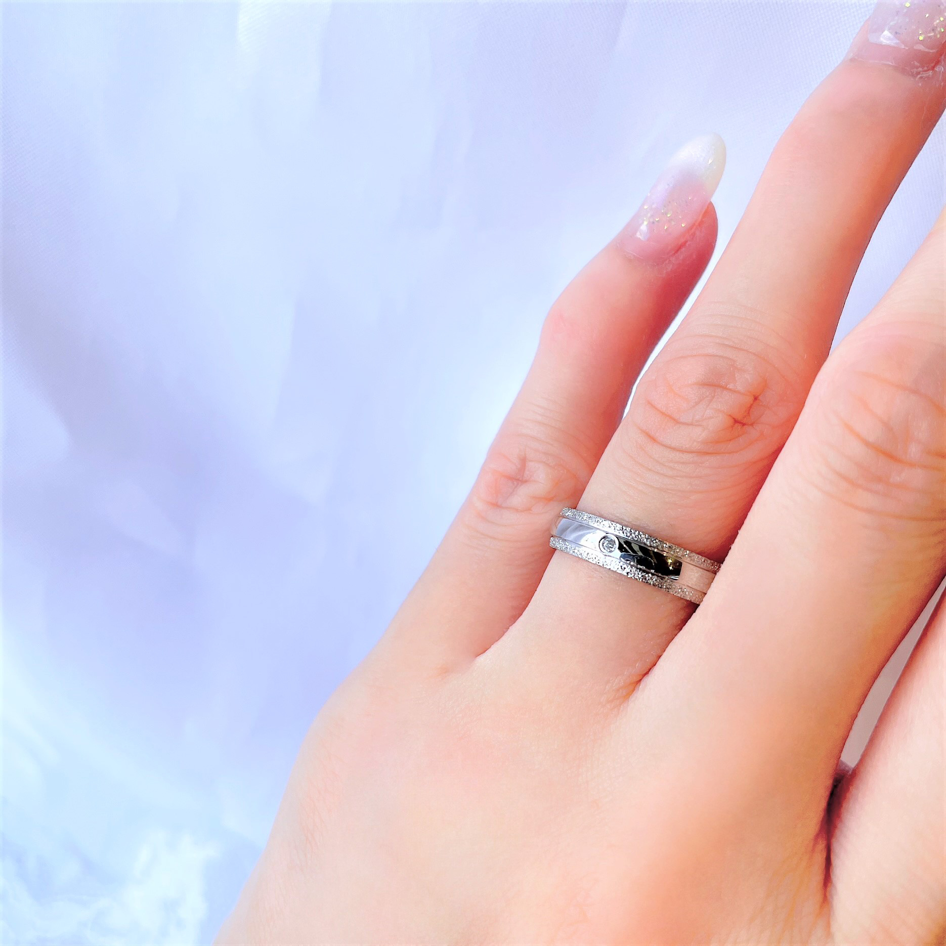 *＊ひと粒の輝き＊*スターダストリング 指輪 名入れ 誕生石 刻印 ステンレス〔単品価格〕