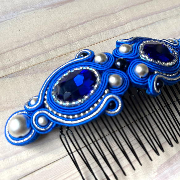 【ピアスとセット可】ソウタシエ フラメンコペイネタ（髪飾り、コーム）（Co-02）ブルー 1枚目の画像