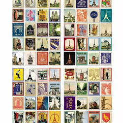 切手風シール 1点 80枚入り 星の王子さま 不思議の国のアリス エッフェル塔 イタリア フランス デザイン選択自由 2枚目の画像