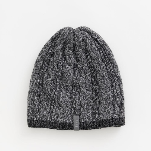ﾉｸﾞﾁﾆｯﾄ バイカラーのケーブル編みニットキャップ ネイビー×ブラック