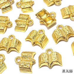 魔道書 本チャーム ゴールド 20個【ミニ本型 ピアス イヤリング