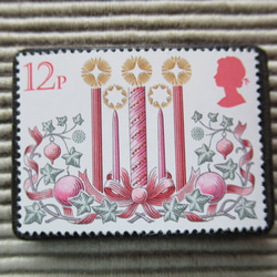 イギリス　クリスマス切手ブローチ 4434 1枚目の画像