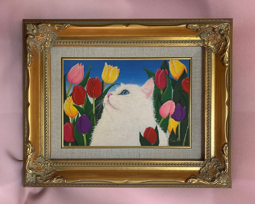 チューリップ S M 油彩 原画販売