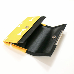 カラーオーダー可 シンプルミニ財布 北欧柄 黄色リボン【受注生産】 2枚目の画像