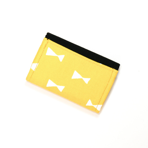 カラーオーダー可 シンプルミニ財布 北欧柄 黄色リボン【受注生産】 3枚目の画像