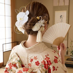 ♥振袖 胡蝶蘭髪飾り♥成人式用髪飾り♥結婚式 挙式 卒業式 七五三 二