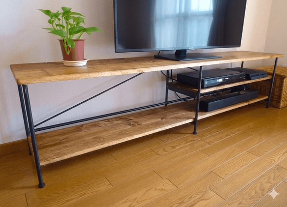 アイアン テレビ台 TV台 棚 ブラウン 茶色 ローボード 鉄 オープンシェルフ 即納】wood iron shelf 420*910*225 テレビ台 棚 アイアン TV台