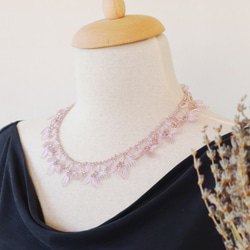 OYA Needlelace Necklace [STELLA] Foggy Rose 第2張的照片