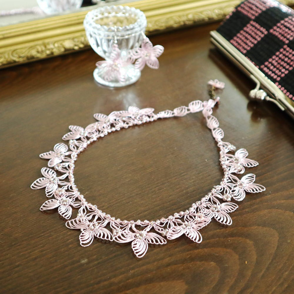 OYA Needlelace Necklace [STELLA] Foggy Rose 第1張的照片