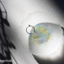 つや消しガラスのアクセサリートレイ - 「 HANAのおと」● みどり色・11cm 3枚目の画像