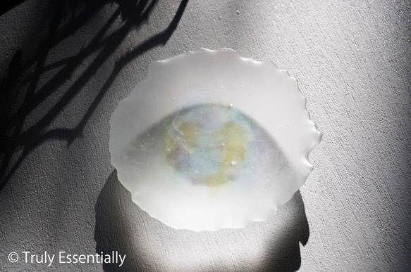 つや消しガラスのアクセサリートレイ - 「 HANAのおと」● みどり色・11cm 4枚目の画像
