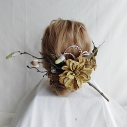 1600円 本物花 パープル 髪飾り 卒業 入学 ブライダル ウエディング