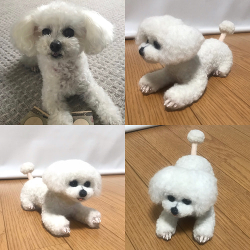 羊毛フェルト犬　ちろ オーダー 羊毛フェルト 犬 ぬいぐるみ ペットロス うちの子 20cm