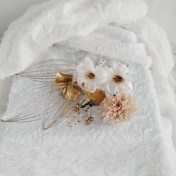 水引細工・鶴の羽と林檎の花の和装ヘアアクセ　着物ヘアアクセサリー　髪飾り　タイトシニヨン　シニヨンヘア　成人式　結婚式　 9枚目の画像