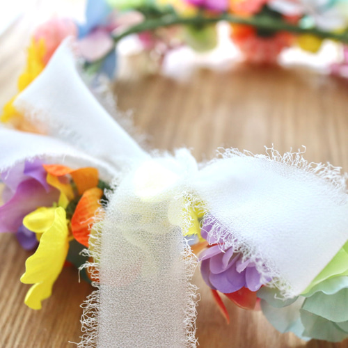 花冠 花かんむり 髪飾り ヘッドドレス カラフル レインボー プルメリア