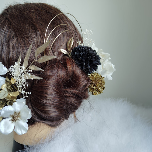 春静＿＿林檎の花の髪飾り 卒業式 成人式 結婚式 髪飾り 色打掛 黒振袖