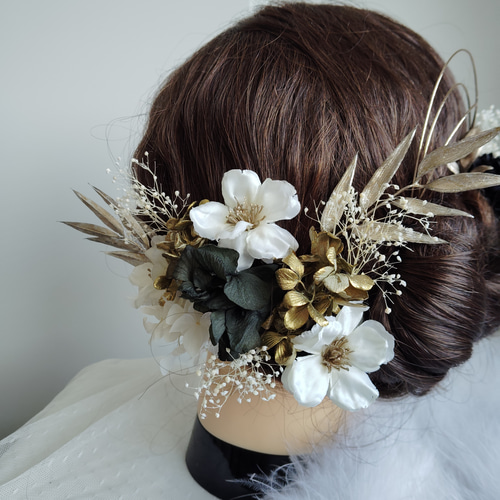 春静＿＿林檎の花の髪飾り 卒業式 成人式 結婚式 髪飾り 色打掛 黒振袖