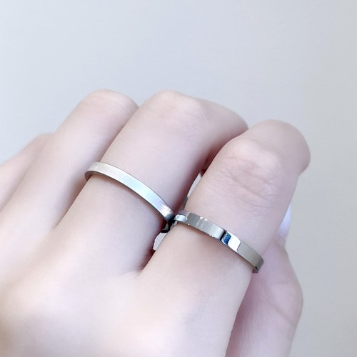 【シルクマット】 3mm リング ステンレス 指輪 刻印 〈2本ペア価格〉 シークレット誕生石【つや消し】3ミリ幅オーバル マットリング