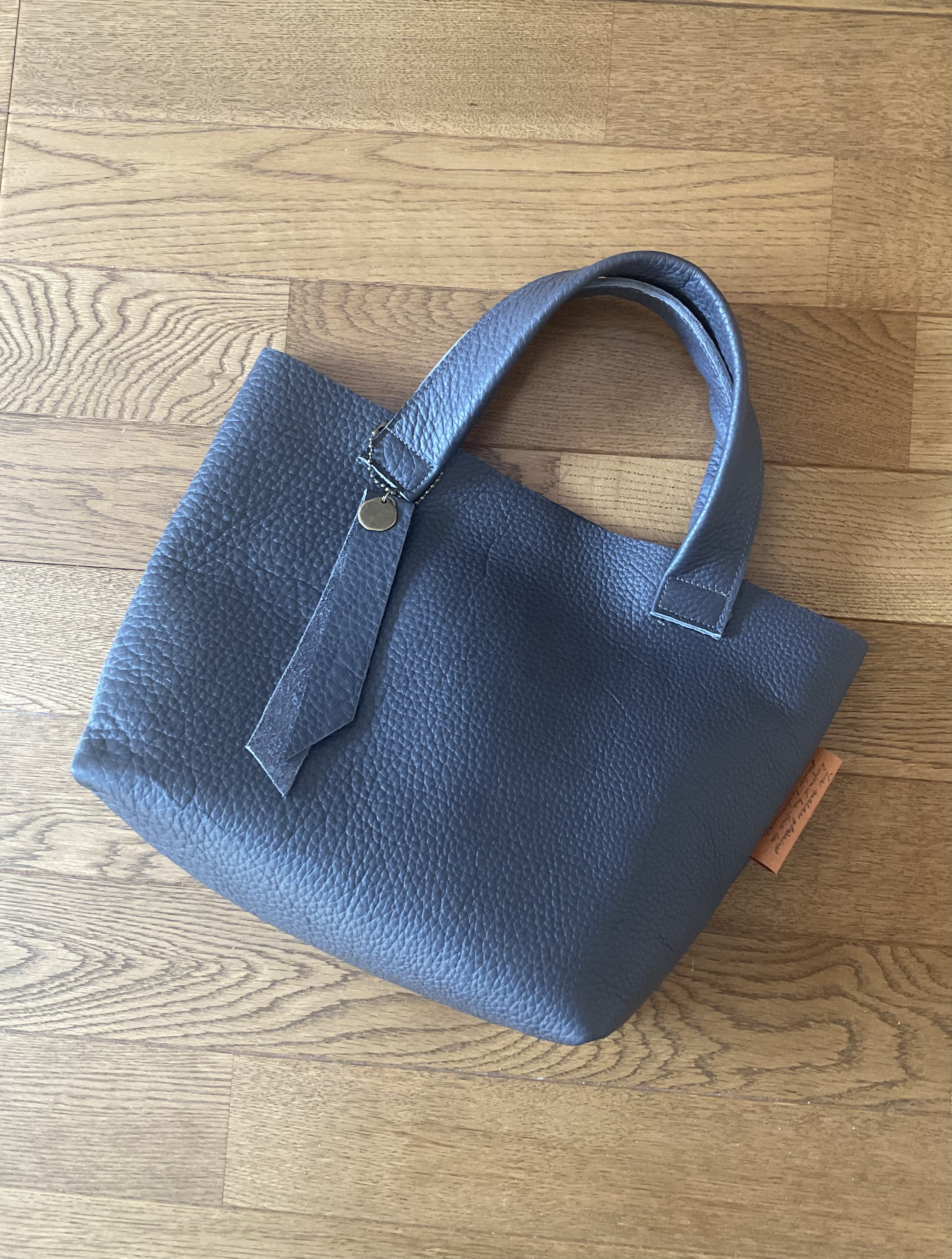 北欧風 イタリアンレザートート グレー