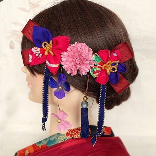 保障できる 卒業式 成人式 結婚式 和装 髪飾り リボン 赤 大正ロマン 乙女の ヘアアクセサリー