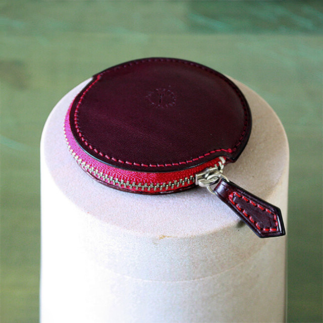 ふっくらしたコインケース Luna・プラム×チェリー[受注製作品]