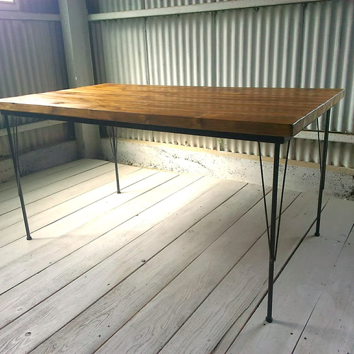 テーブルセット】アイアン ウッド ダイニングテーブル セット B 《頑丈