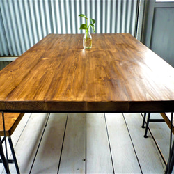 テーブルセット】アイアン ウッド ダイニングテーブル セット B 《頑丈