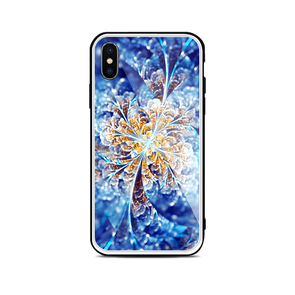 氷花 - 和風 強化ガラス iPhoneケース【iPhone15/15Pro/15ProMax/15Plusも対応可能】 2枚目の画像