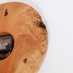 木製 掛け時計 丸型 欅材57 5枚目の画像