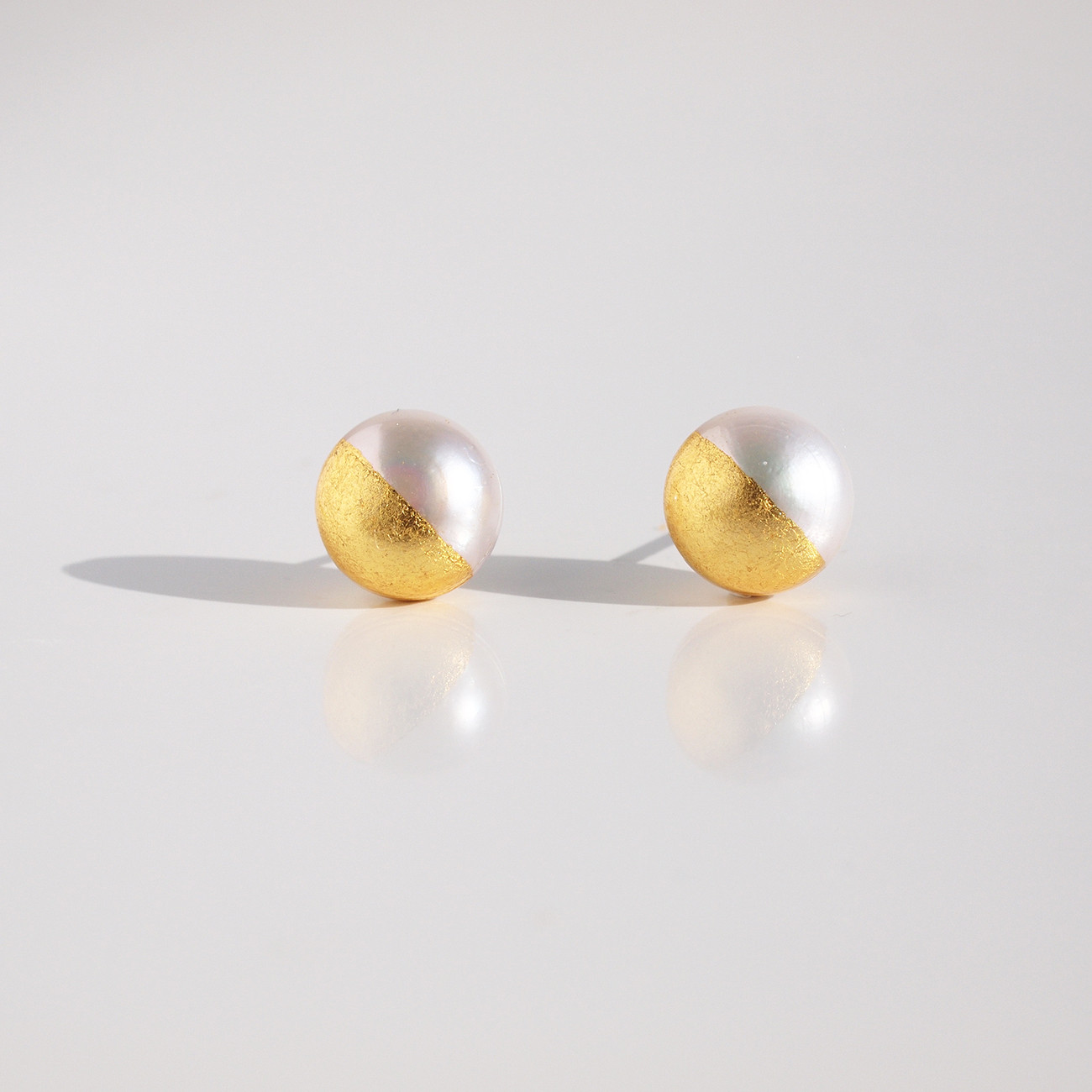 パール ピアス スタッドタイプ ホワイト 【8.0-8.5mm】 K18G