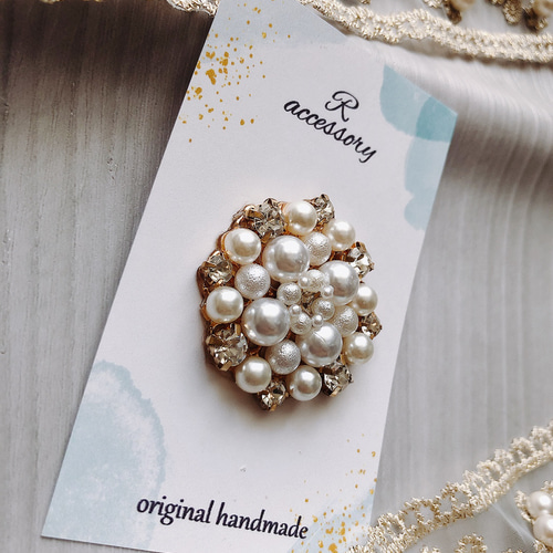 【華やかリボン×ビジュー♢】CHANEL* ブローチ 華やかビジューブローチ ポニーフック変更可能 フォーマル 【F