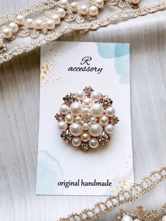 1番人気❁シンプル可愛い定番ビジューブローチ ポニーフックへ変更可能