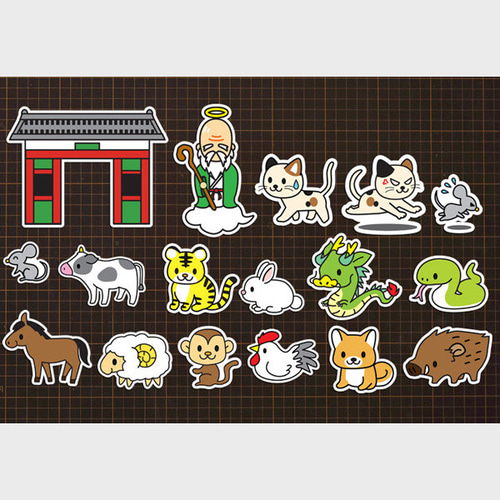 【手作り】十二支の押し絵 12種フルセット｜干支 縁起物 壁飾り インテリア ☆壁面飾り工房 標準タイプ 「十二支の物語」 パネルシアター 冬 春 12