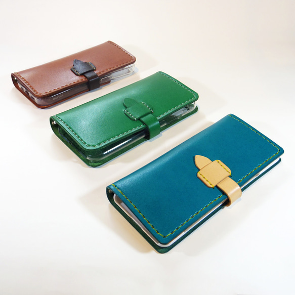 ハンドメイド本牛革手帳型スマホケース スマホケース 手帳型 スライド式 多機種対応 マルチケース