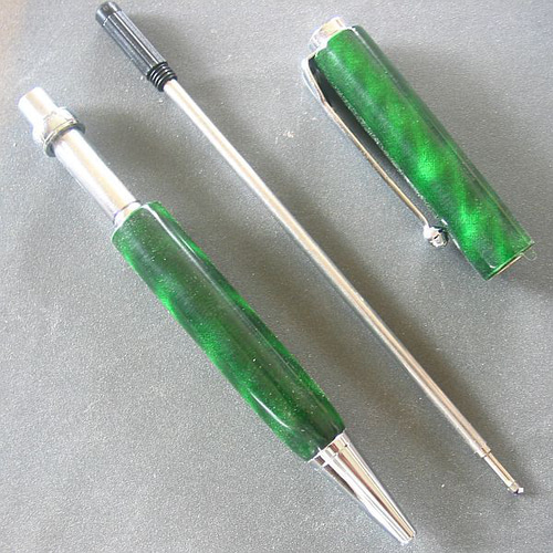 栃】エメラルドグリーンの木軸ボールペン 【即日発送】☆シャープペン